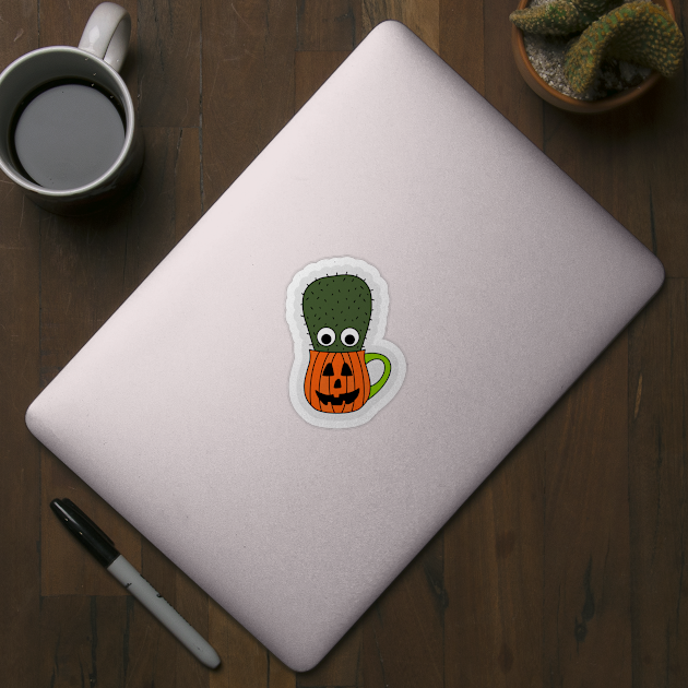 Cute Cactus Design #248: Small Cactus In Jack O Lantern Mug by DreamCactus